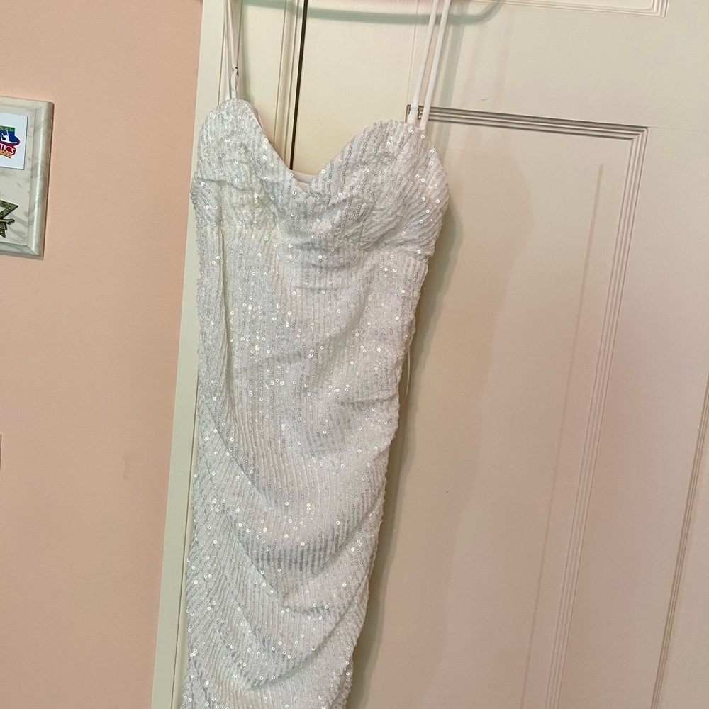 Elegant White Sequin Dress